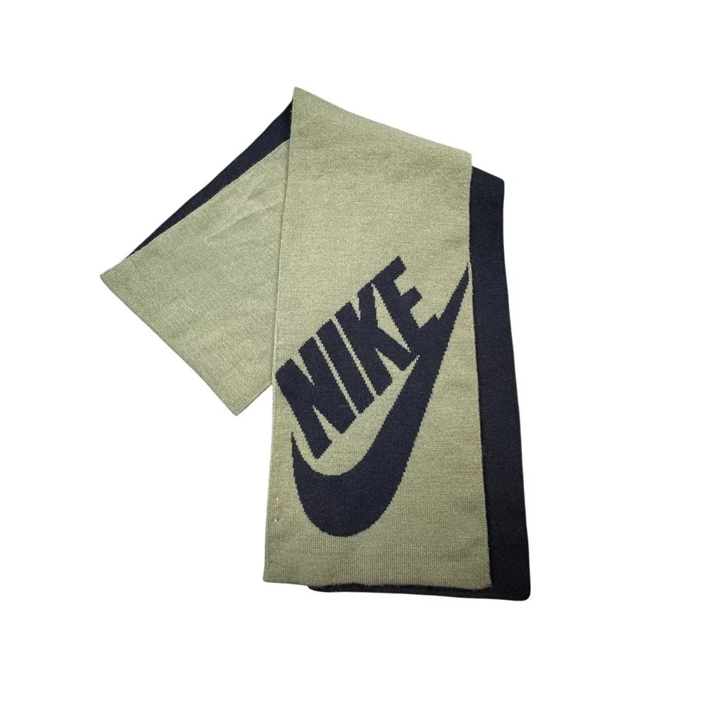 Nike Unisex Green Black Stretch Logo Knit Reversible Sport Scarf‎ 64